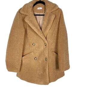 Talulah S/M Tan Camel Max Oversized Teddy Coat Double Breasted Cozy Warm Soft